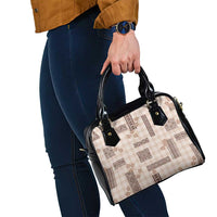 Hawaiian Quilt Tapa On Beige Palaka Motifs Shoulder Handbag