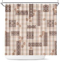 Hawaiian Quilt Tapa On Beige Palaka Motifs Shower Curtain