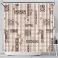 Hawaiian Quilt Tapa On Beige Palaka Motifs Shower Curtain