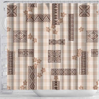 Hawaiian Quilt Tapa On Beige Palaka Motifs Shower Curtain