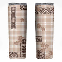 Hawaiian Quilt Tapa On Beige Palaka Motifs Skinny Tumbler