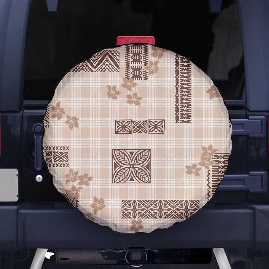 Hawaiian Quilt Tapa On Beige Palaka Motifs Spare Tire Cover