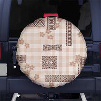 Hawaiian Quilt Tapa On Beige Palaka Motifs Spare Tire Cover