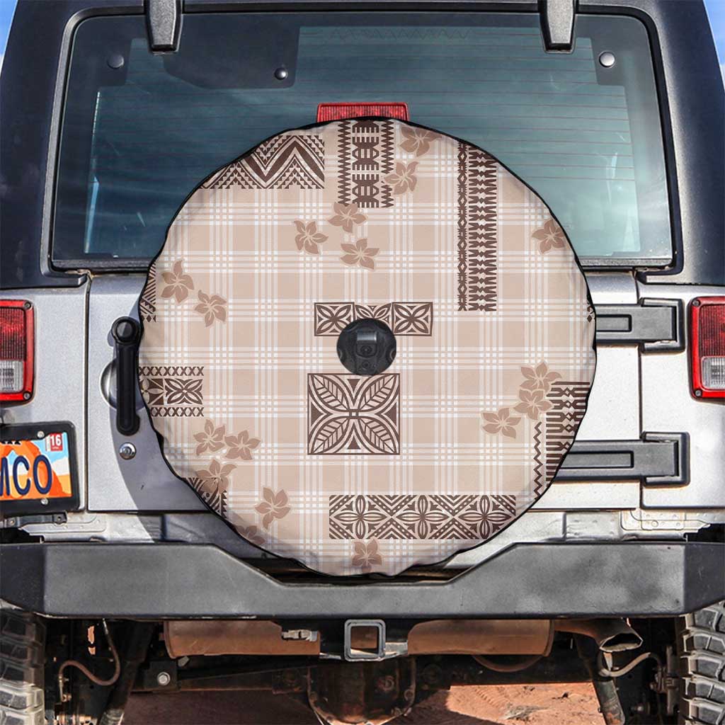 Hawaiian Quilt Tapa On Beige Palaka Motifs Spare Tire Cover