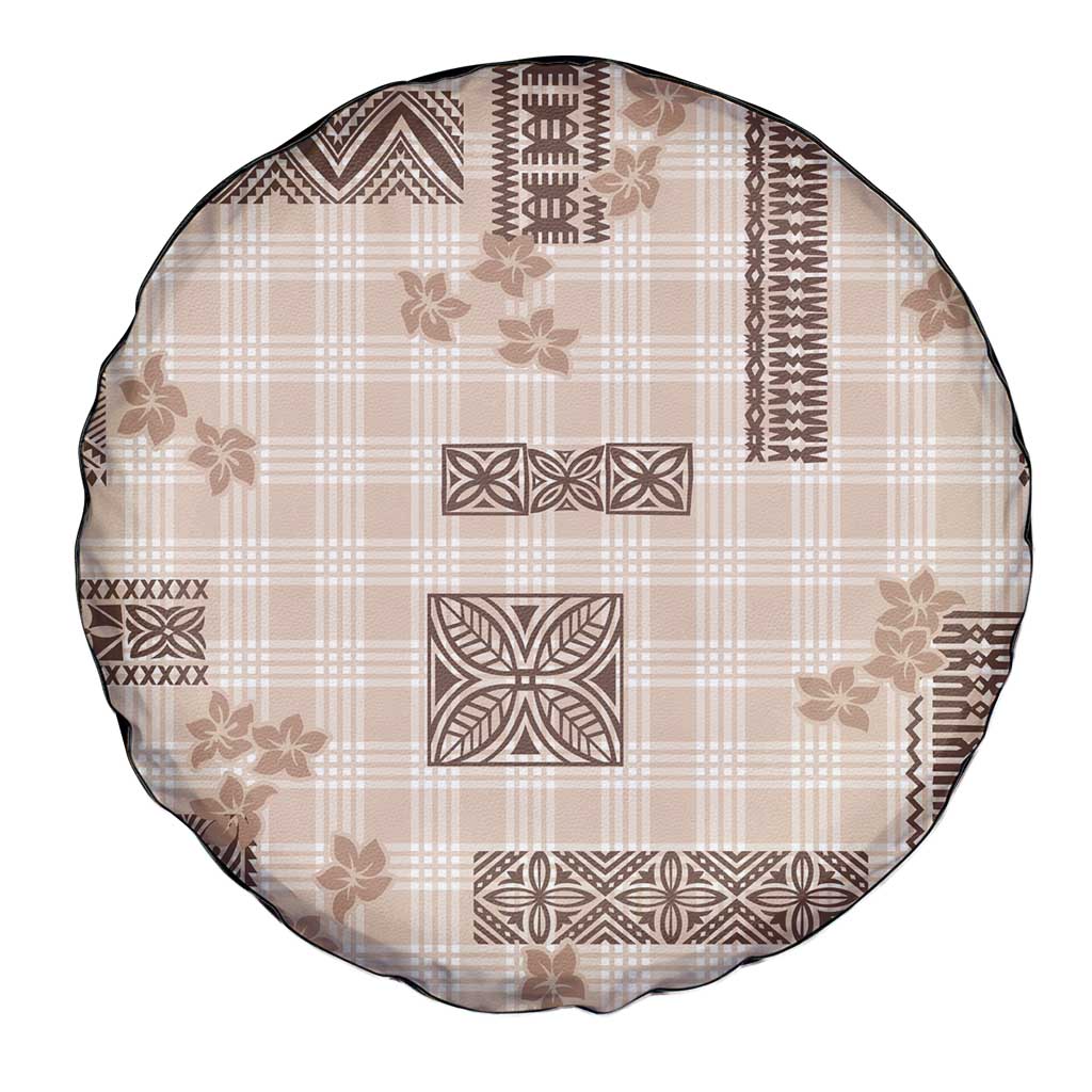 Hawaiian Quilt Tapa On Beige Palaka Motifs Spare Tire Cover