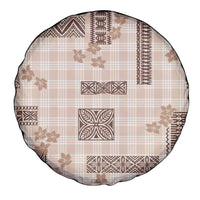 Hawaiian Quilt Tapa On Beige Palaka Motifs Spare Tire Cover