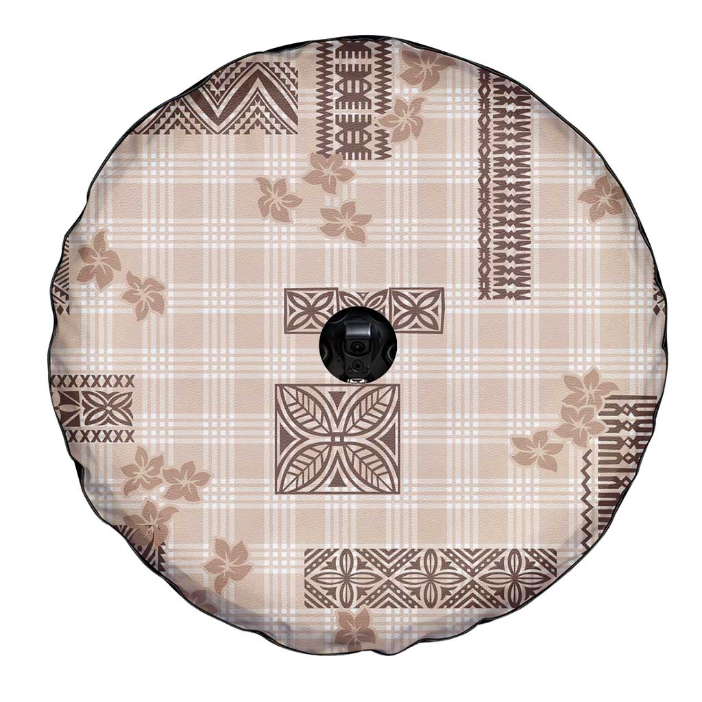 Hawaiian Quilt Tapa On Beige Palaka Motifs Spare Tire Cover