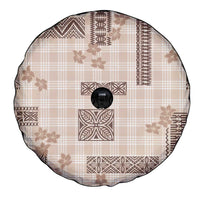 Hawaiian Quilt Tapa On Beige Palaka Motifs Spare Tire Cover