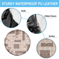 Hawaiian Quilt Tapa On Beige Palaka Motifs Spare Tire Cover