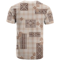 Hawaiian Quilt Tapa On Beige Palaka Motifs T Shirt LT7 - Polynesian Pride