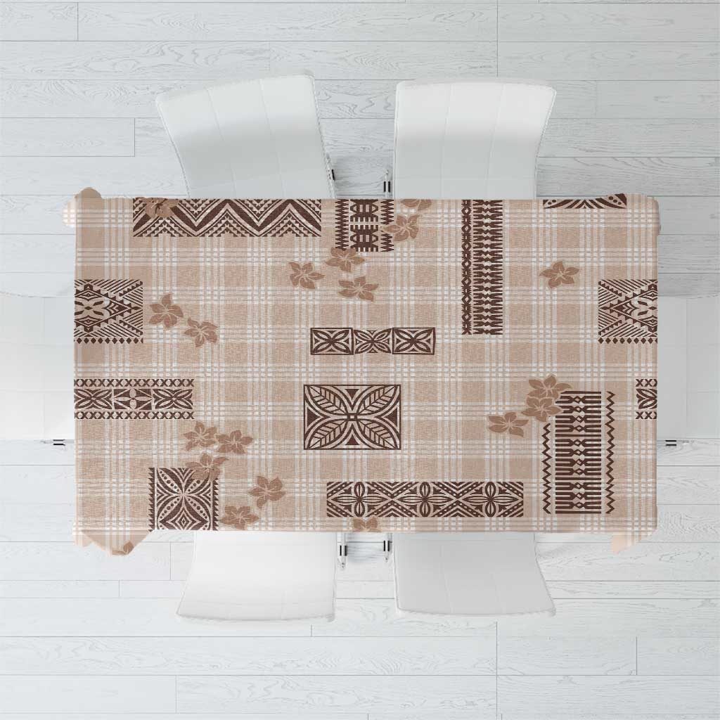 Hawaiian Quilt Tapa On Beige Palaka Motifs Tablecloth LT7 Beige - Polynesian Pride