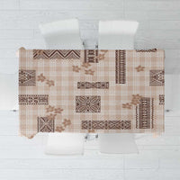 Hawaiian Quilt Tapa On Beige Palaka Motifs Tablecloth LT7 Beige - Polynesian Pride