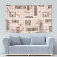 Hawaiian Quilt Tapa On Beige Palaka Motifs Tapestry LT7 - Polynesian Pride