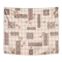 Hawaiian Quilt Tapa On Beige Palaka Motifs Tapestry LT7 - Polynesian Pride