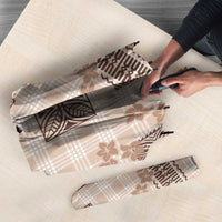Hawaiian Quilt Tapa On Beige Palaka Motifs Umbrella LT7 - Polynesian Pride