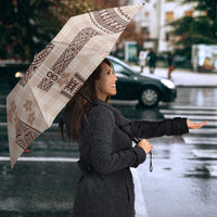 Hawaiian Quilt Tapa On Beige Palaka Motifs Umbrella LT7 - Polynesian Pride