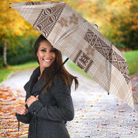 Hawaiian Quilt Tapa On Beige Palaka Motifs Umbrella LT7 - Polynesian Pride