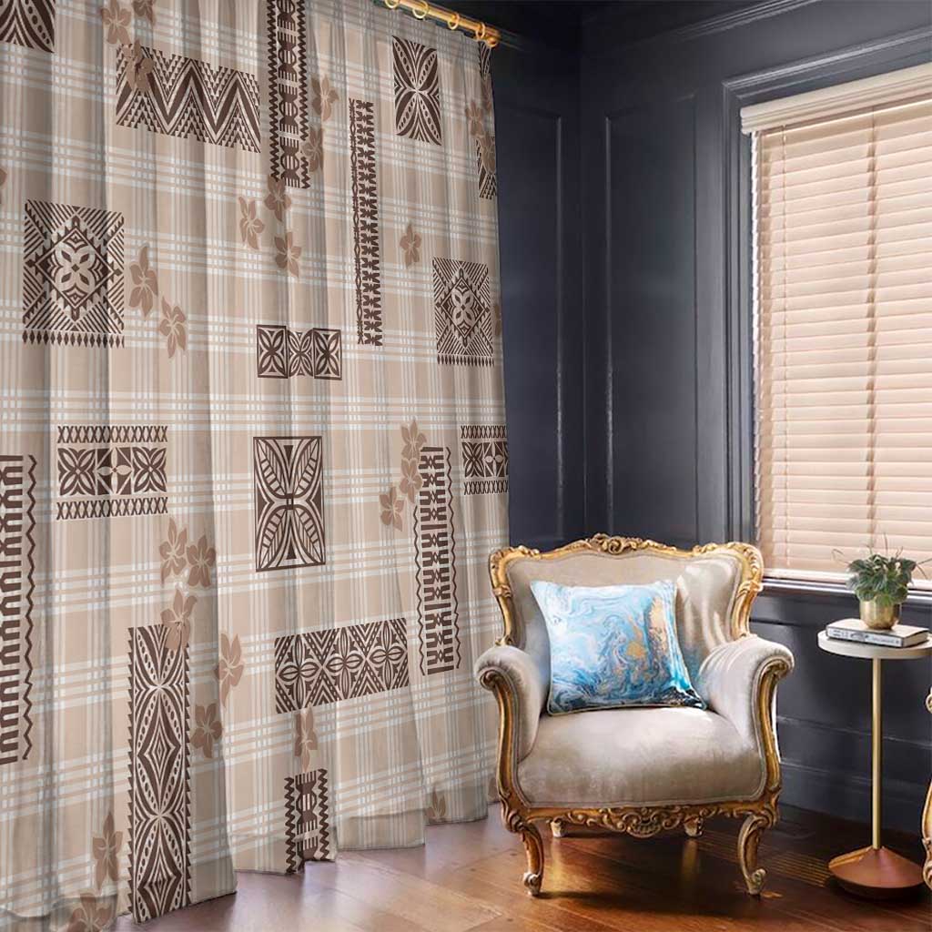 Hawaiian Quilt Tapa On Beige Palaka Motifs Window Curtain LT7 - Polynesian Pride