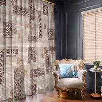 Hawaiian Quilt Tapa On Beige Palaka Motifs Window Curtain LT7 - Polynesian Pride