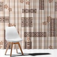 Hawaiian Quilt Tapa On Beige Palaka Motifs Window Curtain LT7 - Polynesian Pride