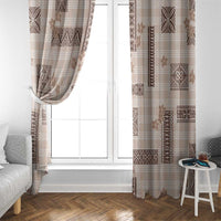Hawaiian Quilt Tapa On Beige Palaka Motifs Window Curtain LT7 - Polynesian Pride