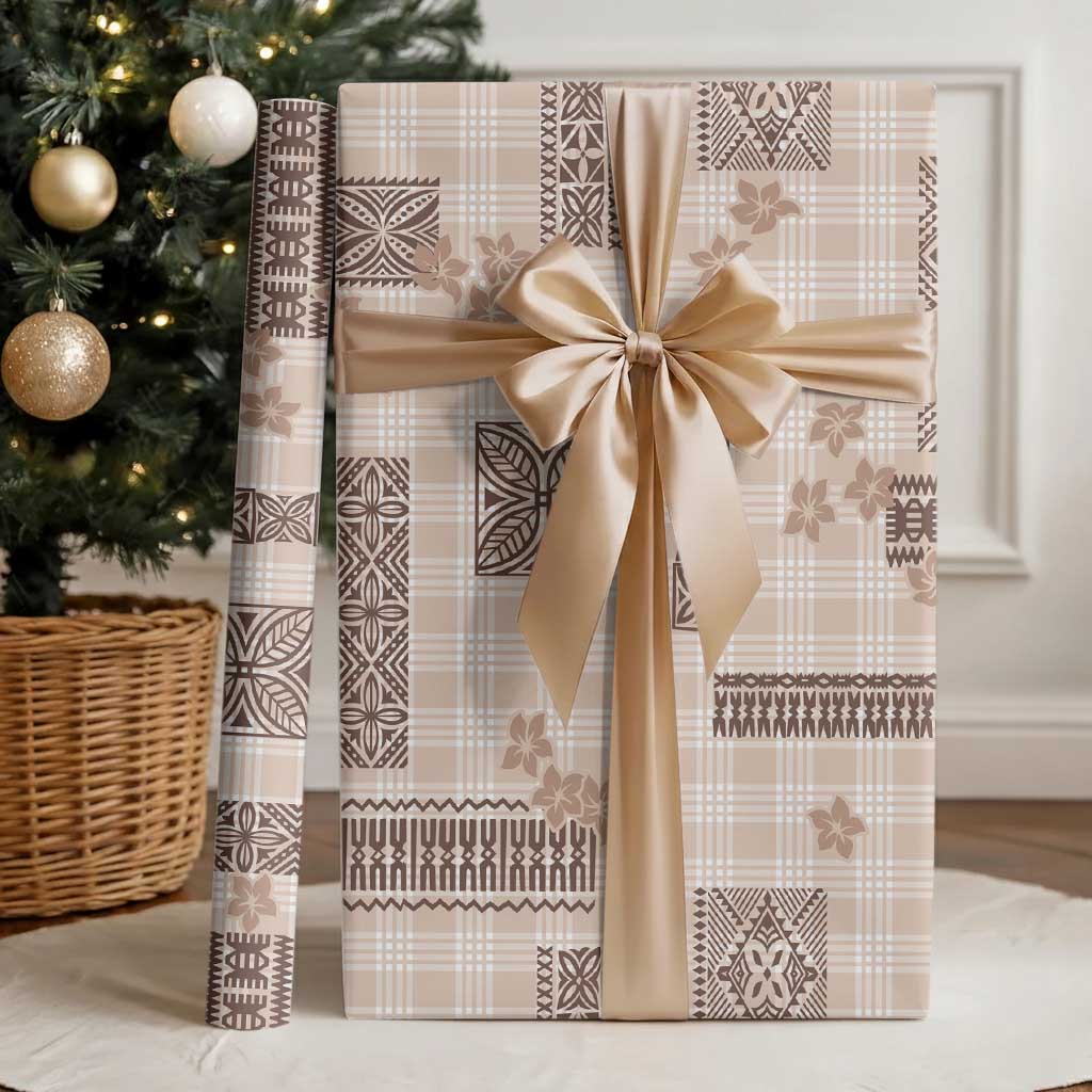 Hawaiian Quilt Tapa On Beige Palaka Motifs Wrapping Paper LT7 - Polynesian Pride