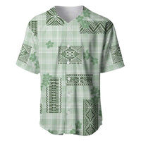 Hawaiian Quilt Tapa On Pastel Mint Palaka Motifs Baseball Jersey LT7 Mint - Polynesian Pride