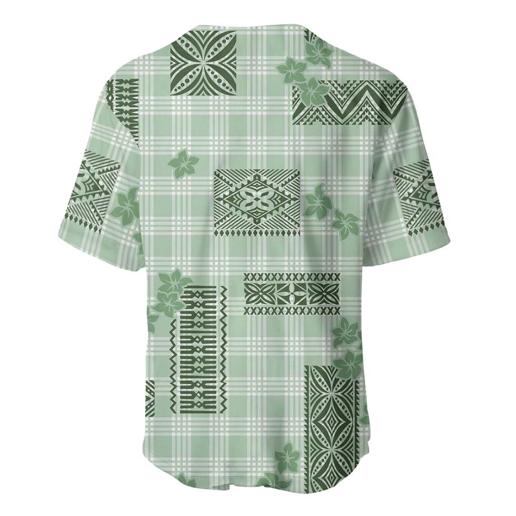 Hawaiian Quilt Tapa On Pastel Mint Palaka Motifs Baseball Jersey LT7 - Polynesian Pride
