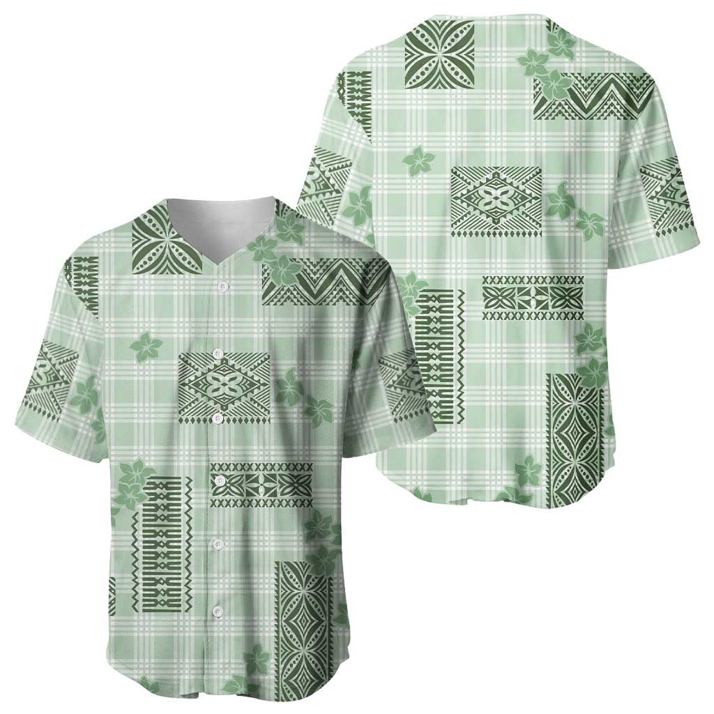 Hawaiian Quilt Tapa On Pastel Mint Palaka Motifs Baseball Jersey LT7 - Polynesian Pride