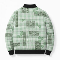 Hawaiian Quilt Tapa On Pastel Mint Palaka Motifs Bomber Puffer Jacket LT7 - Polynesian Pride