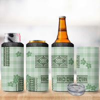 Hawaiian Quilt Tapa On Pastel Mint Palaka Motifs 4 in 1 Can Cooler Tumbler