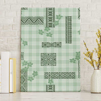 Hawaiian Quilt Tapa On Pastel Mint Palaka Motifs Canvas Wall Art