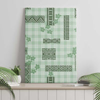 Hawaiian Quilt Tapa On Pastel Mint Palaka Motifs Canvas Wall Art
