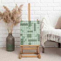 Hawaiian Quilt Tapa On Pastel Mint Palaka Motifs Canvas Wall Art
