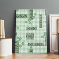 Hawaiian Quilt Tapa On Pastel Mint Palaka Motifs Canvas Wall Art
