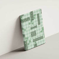 Hawaiian Quilt Tapa On Pastel Mint Palaka Motifs Canvas Wall Art