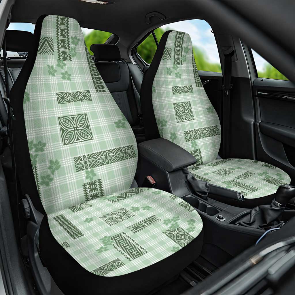 Hawaiian Quilt Tapa On Pastel Mint Palaka Motifs Car Seat Cover LT7 One Size Mint - Polynesian Pride