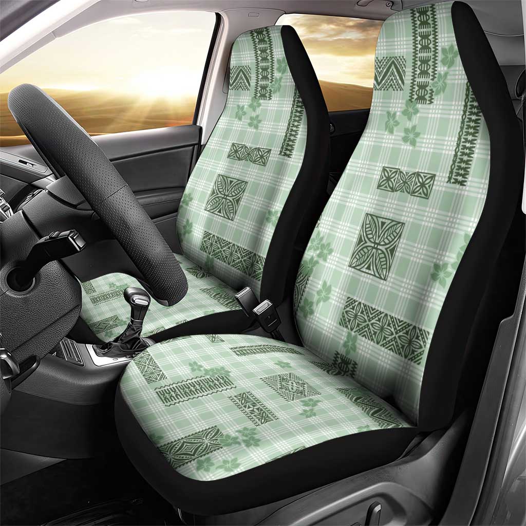 Hawaiian Quilt Tapa On Pastel Mint Palaka Motifs Car Seat Cover LT7 - Polynesian Pride