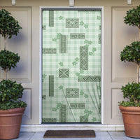 Hawaiian Quilt Tapa On Pastel Mint Palaka Motifs Door Cover LT7 Mint - Polynesian Pride