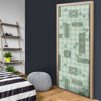 Hawaiian Quilt Tapa On Pastel Mint Palaka Motifs Door Cover LT7 - Polynesian Pride