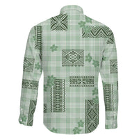 Hawaiian Quilt Tapa On Pastel Mint Palaka Motifs Family Matching Long Sleeve Bodycon Dress and Hawaiian Shirt