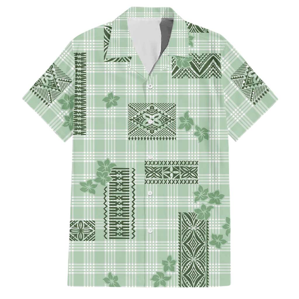 Hawaiian Quilt Tapa On Pastel Mint Palaka Motifs Family Matching Tank Maxi Dress and Hawaiian Shirt
