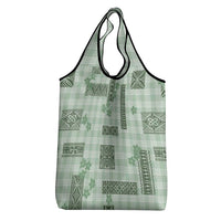 Hawaiian Quilt Tapa On Pastel Mint Palaka Motifs Grocery Bag LT7 - Polynesian Pride