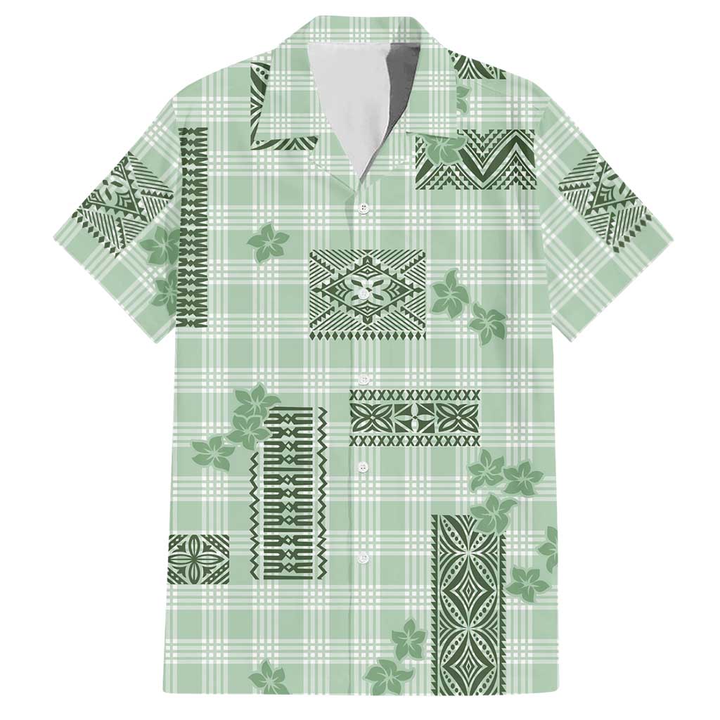 Hawaiian Quilt Tapa On Pastel Mint Palaka Motifs Hawaiian Shirt LT7 Mint - Polynesian Pride