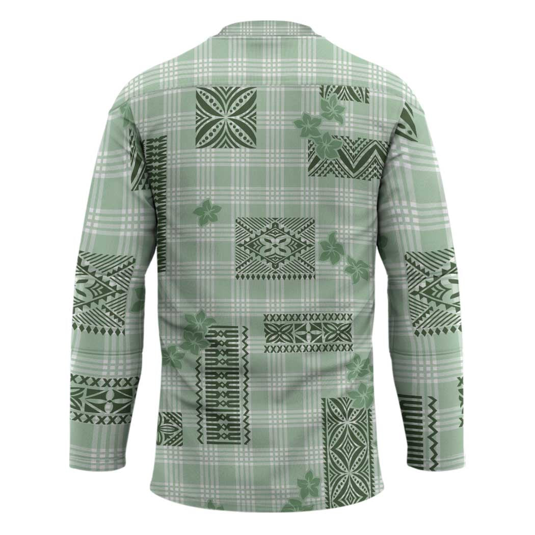 Hawaiian Quilt Tapa On Pastel Mint Palaka Motifs Hockey Jersey LT7 - Polynesian Pride