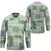 Hawaiian Quilt Tapa On Pastel Mint Palaka Motifs Hockey Jersey LT7 - Polynesian Pride