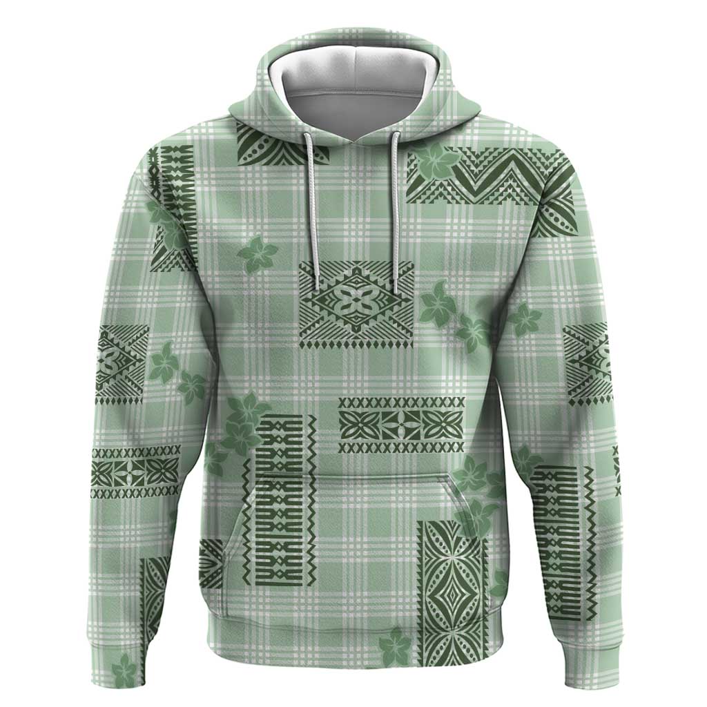 Hawaiian Quilt Tapa On Pastel Mint Palaka Motifs Hoodie