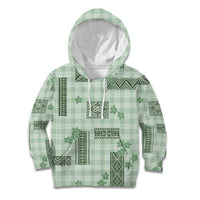 Hawaiian Quilt Tapa On Pastel Mint Palaka Motifs Kid Hoodie LT7 Hoodie Mint - Polynesian Pride