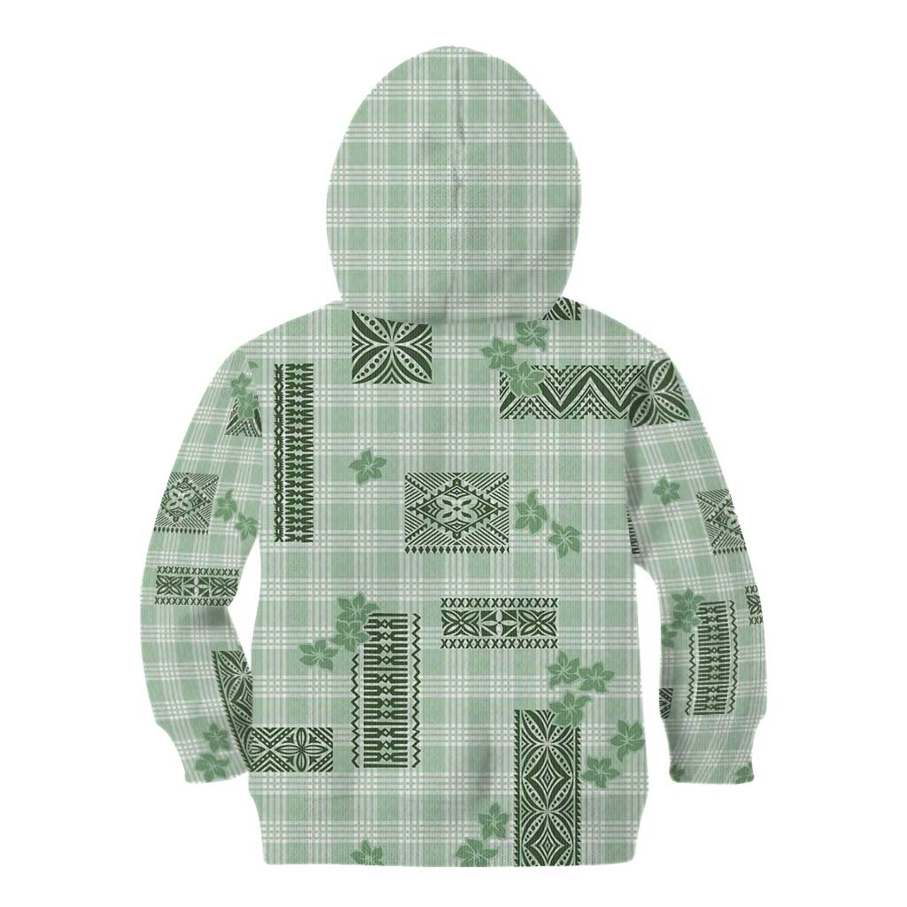 Hawaiian Quilt Tapa On Pastel Mint Palaka Motifs Kid Hoodie LT7 - Polynesian Pride