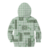 Hawaiian Quilt Tapa On Pastel Mint Palaka Motifs Kid Hoodie LT7 - Polynesian Pride